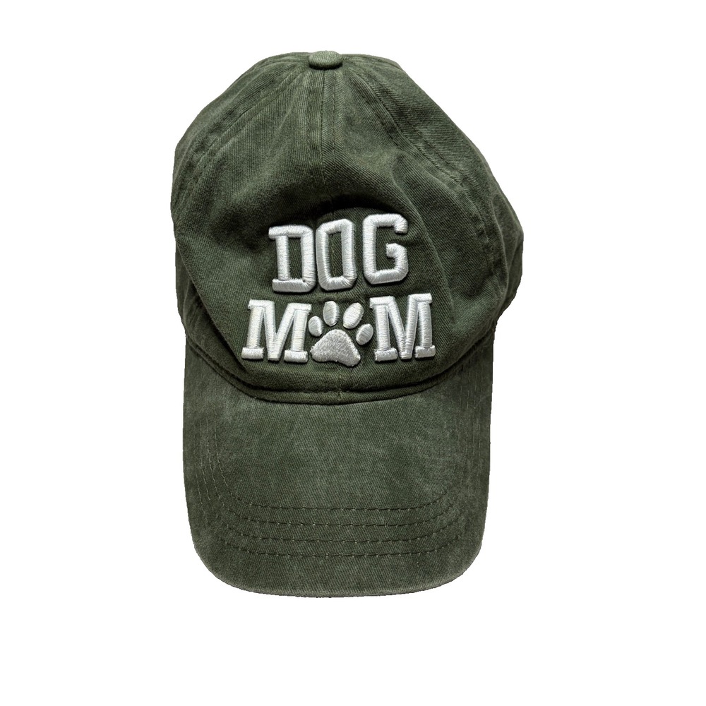 David & Young Dog Mom Hat Baseball Cap Green Embroidered Paw Print Cotton